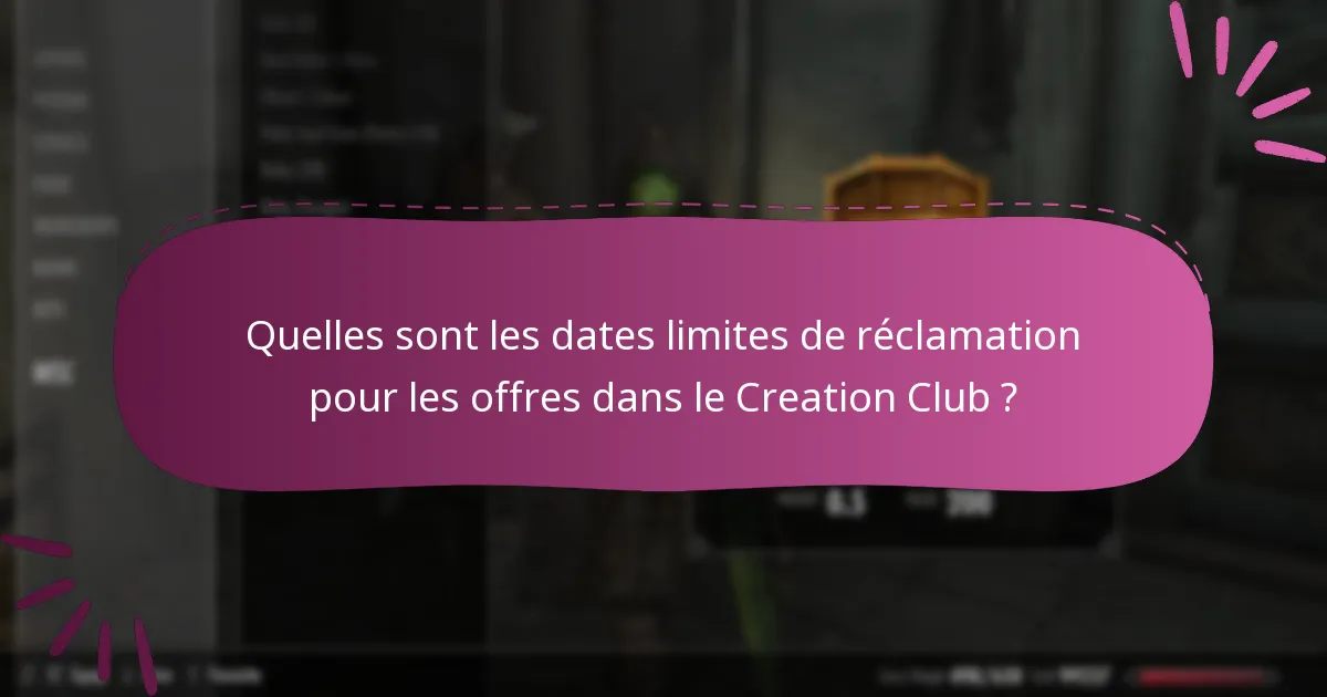 Quel contenu à durée limitée est disponible dans le Creation Club ?